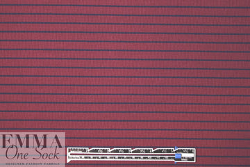 NY designer yarn dyed 1x1 rib stripe knit - brick/navy 1.375 yd
