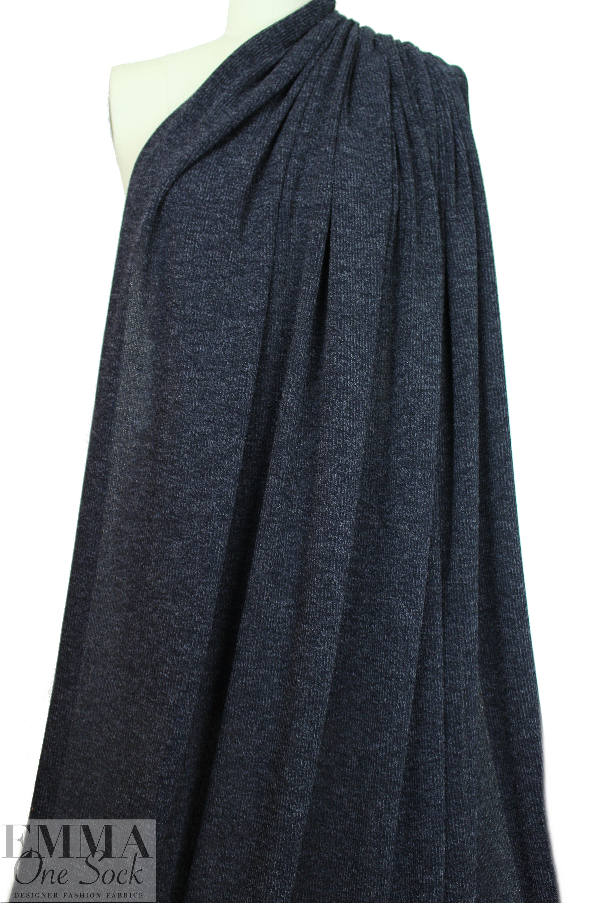 tweedy ribbed sweater knit - midnight 1.5 yds