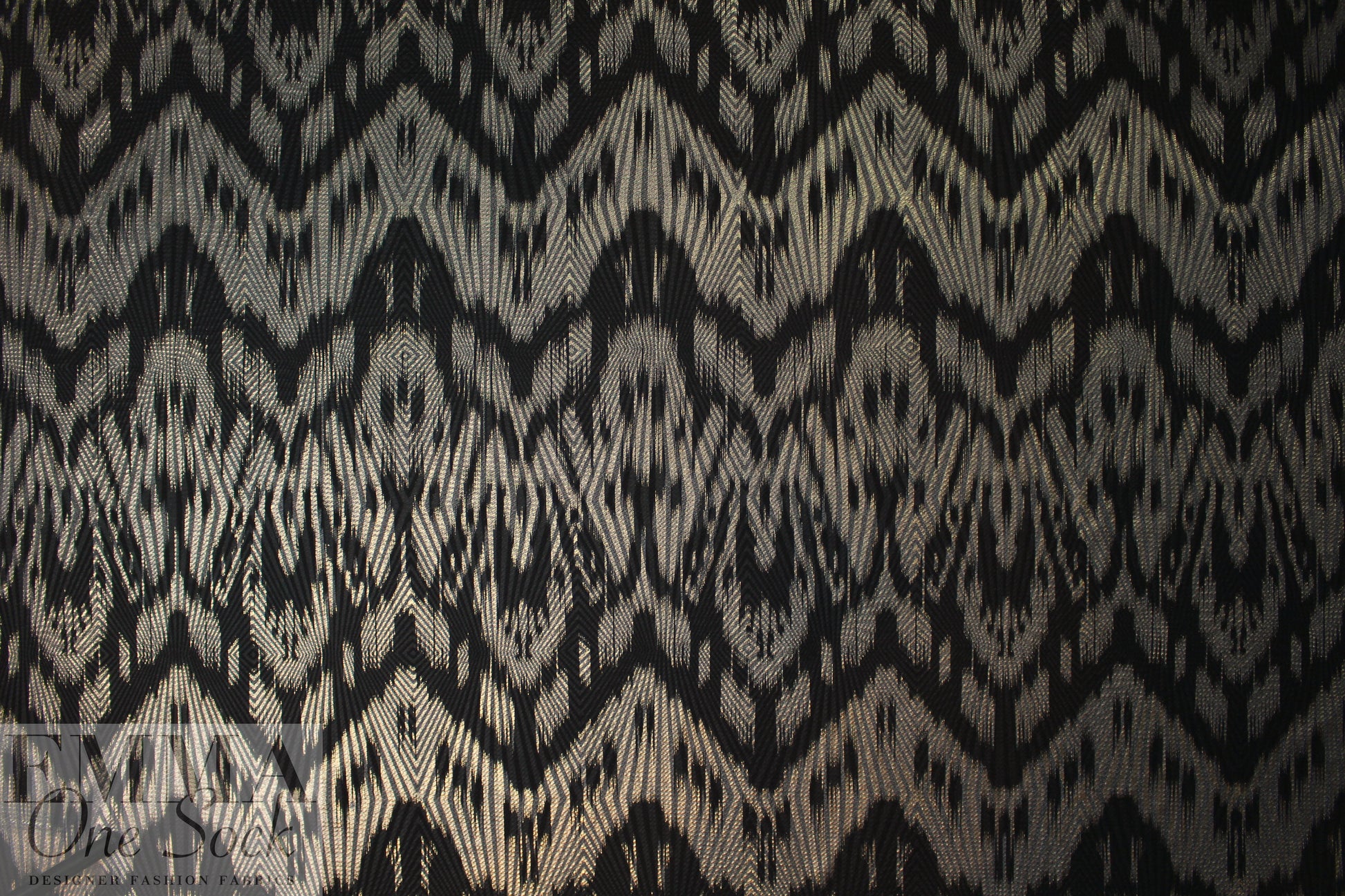 'Rio' black/gold metallic textured over-printed knit  1.5 yds