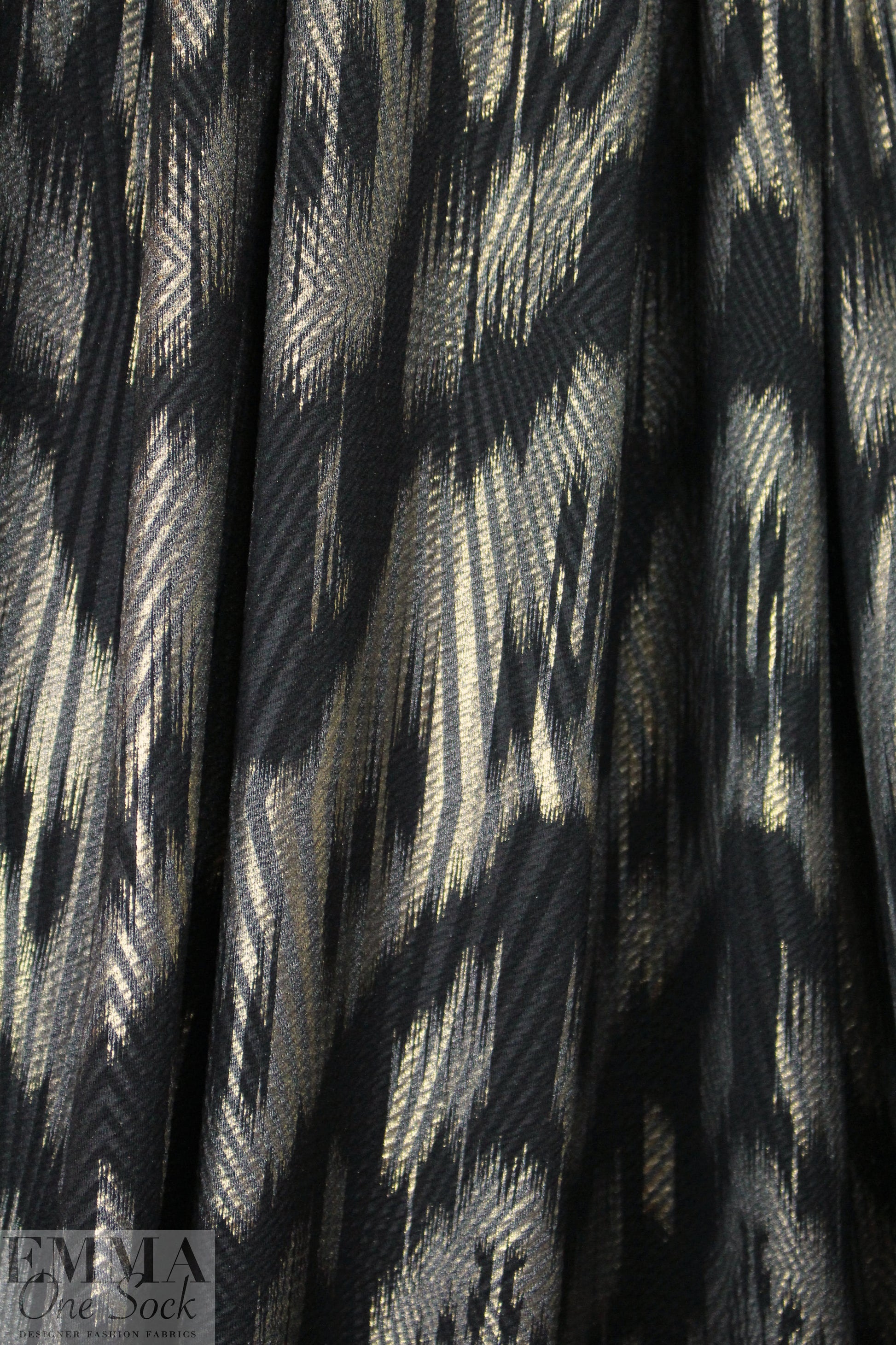 'Rio' black/gold metallic textured over-printed knit  1.5 yds