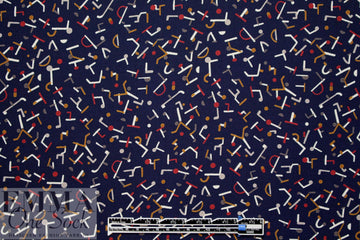 navy 'confetti shapes' poly crepe woven