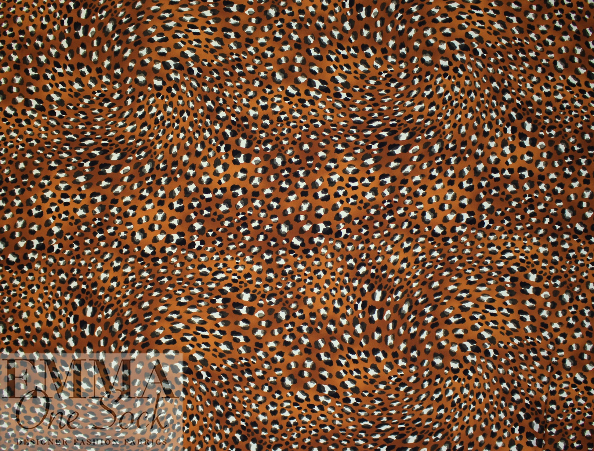 golden brown leopard dot poly crepe woven 1.75 yd