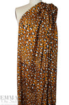 golden brown leopard dot poly crepe woven 1.75 yd