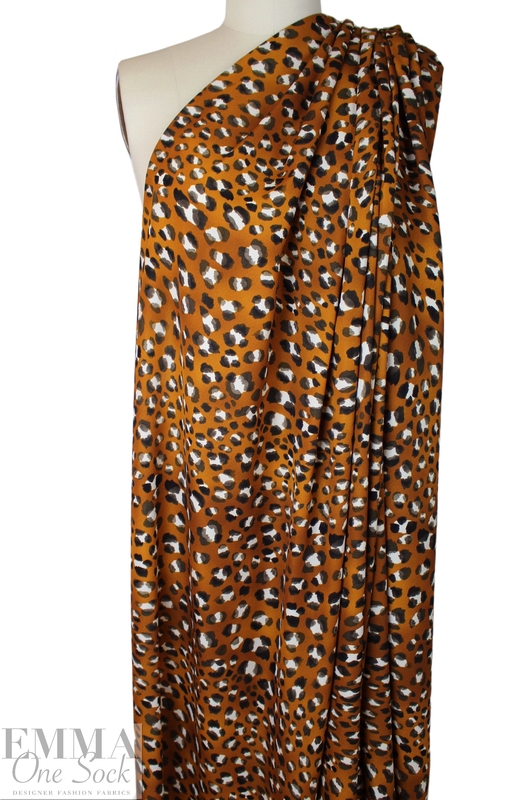 golden brown leopard dot poly crepe woven 1.75 yd