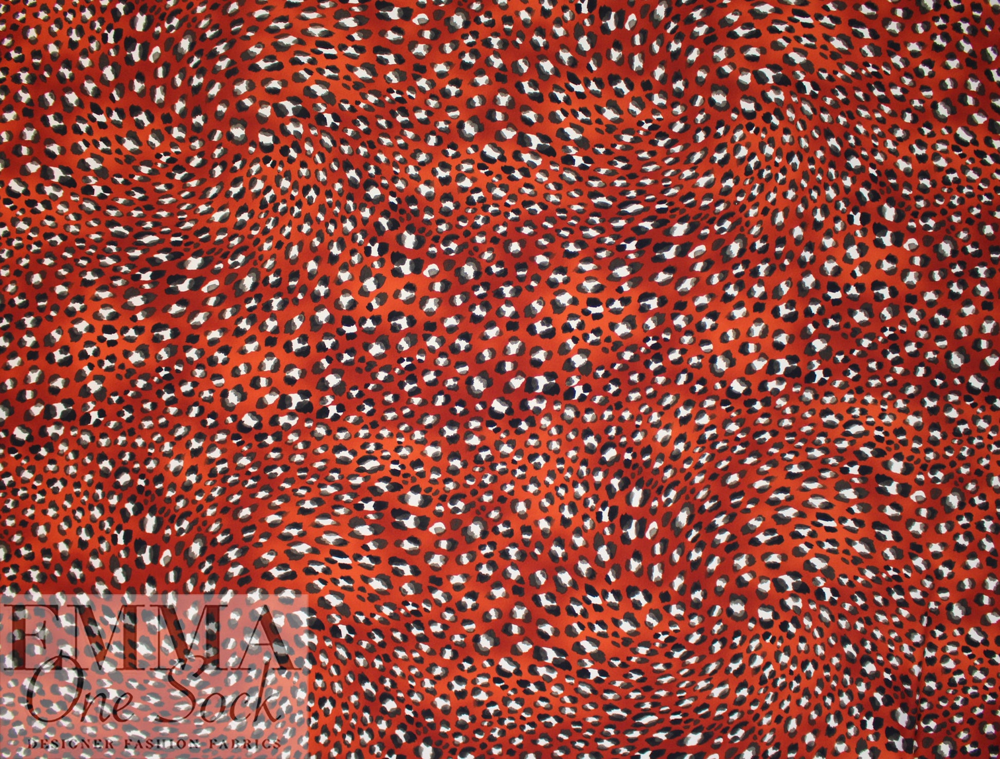 paprika leopard dot poly crepe woven 1.625 yd