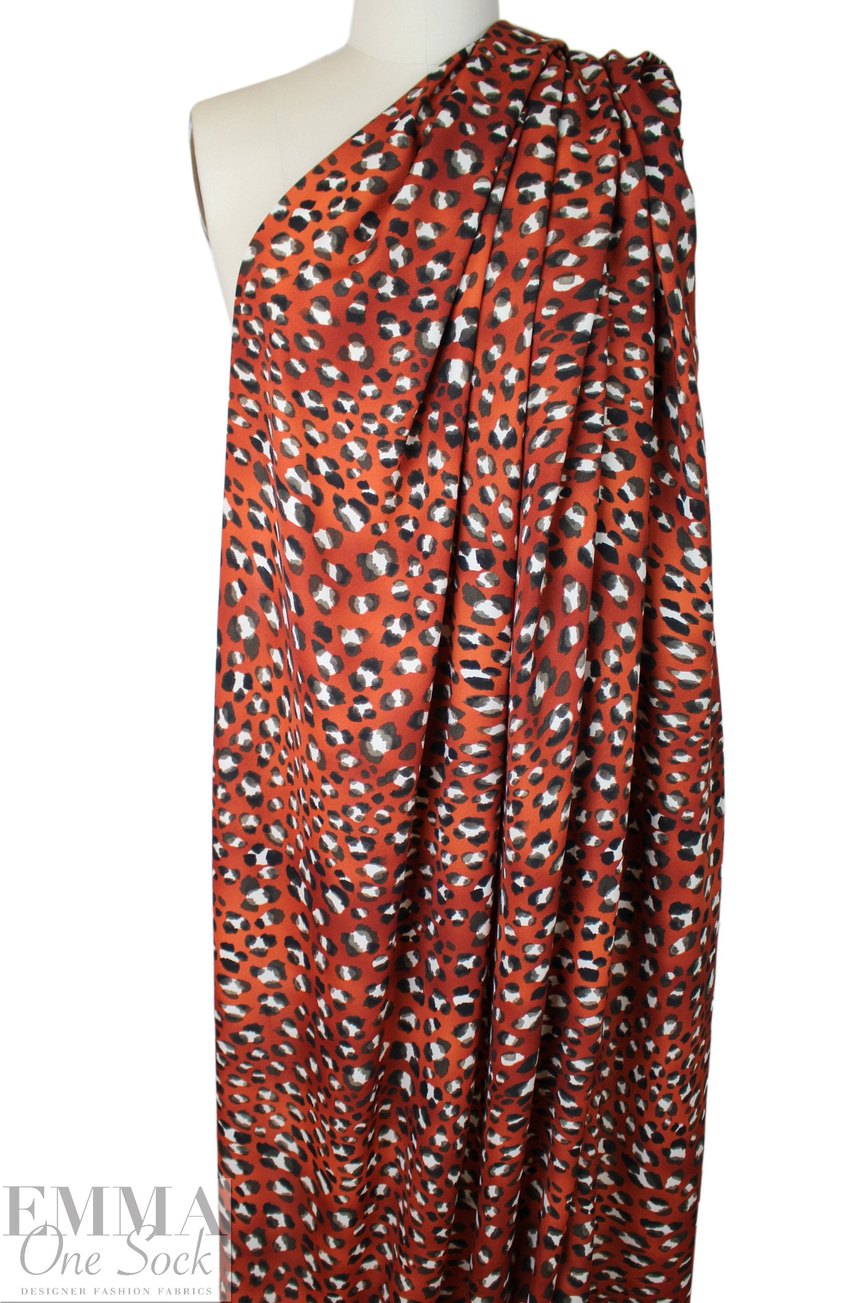 paprika leopard dot poly crepe woven 1.625 yd