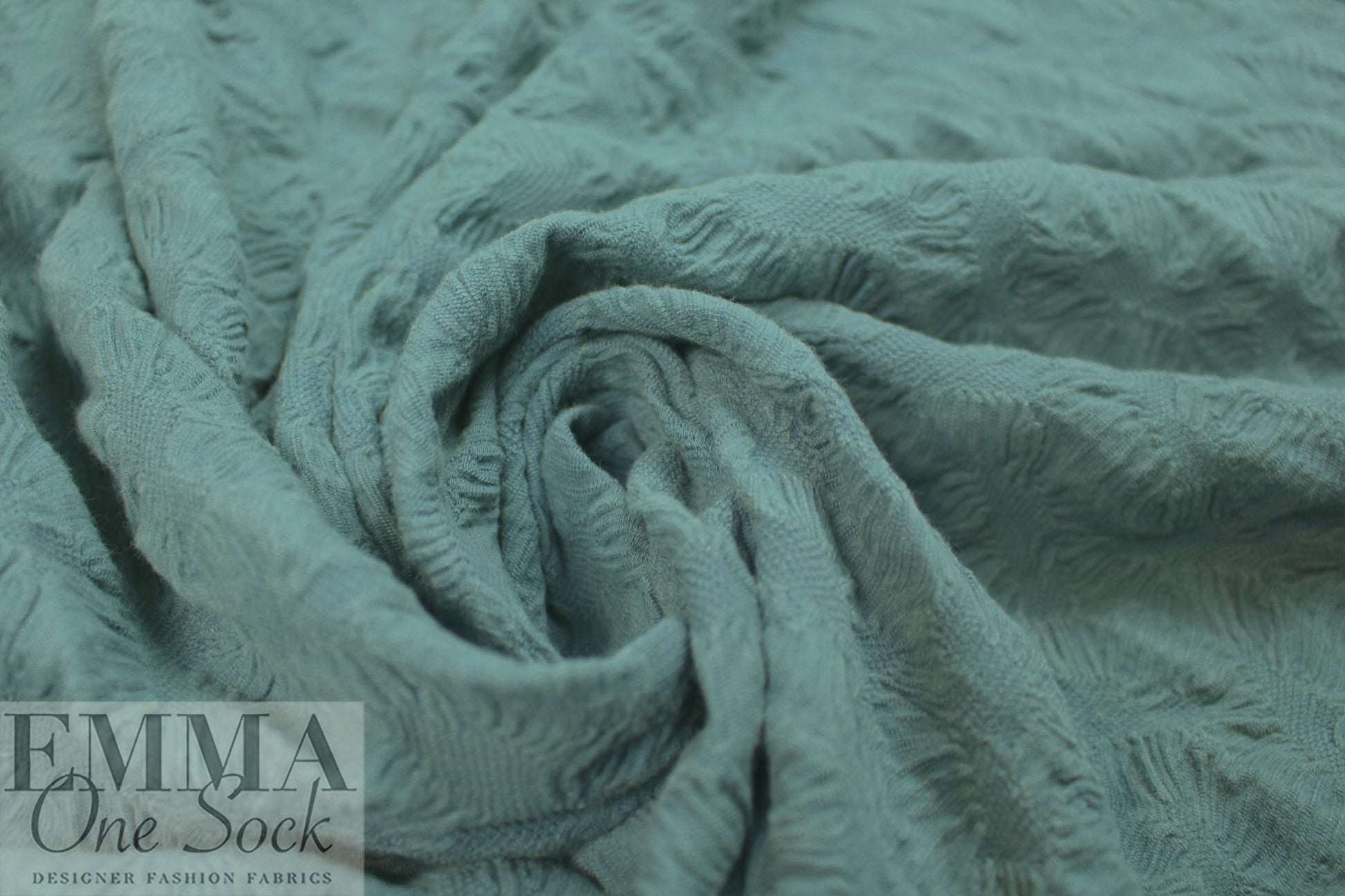 Italian rouche-textured cloque' knit - sea mist