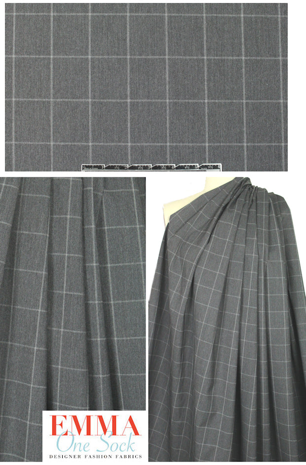 NY designer banker's gray windowpane 'RPL' woven