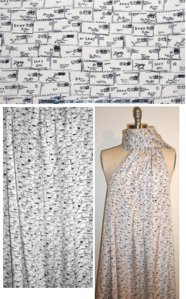 DKNY 'wish you were here' silk/lycra - white/gray