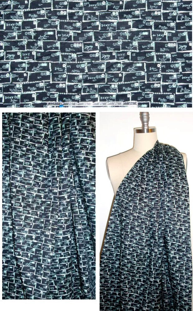 DKNY 'wish you were here' cotton/lycra woven 1.33 yds