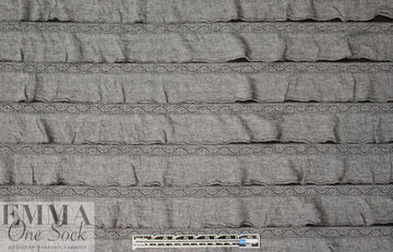 CA designer 2-ply novelty ruffle knit - gray/black 1.375 yd