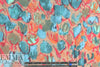 NY designer painterly tulips rustic weave silk