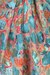 NY designer painterly tulips rustic weave silk