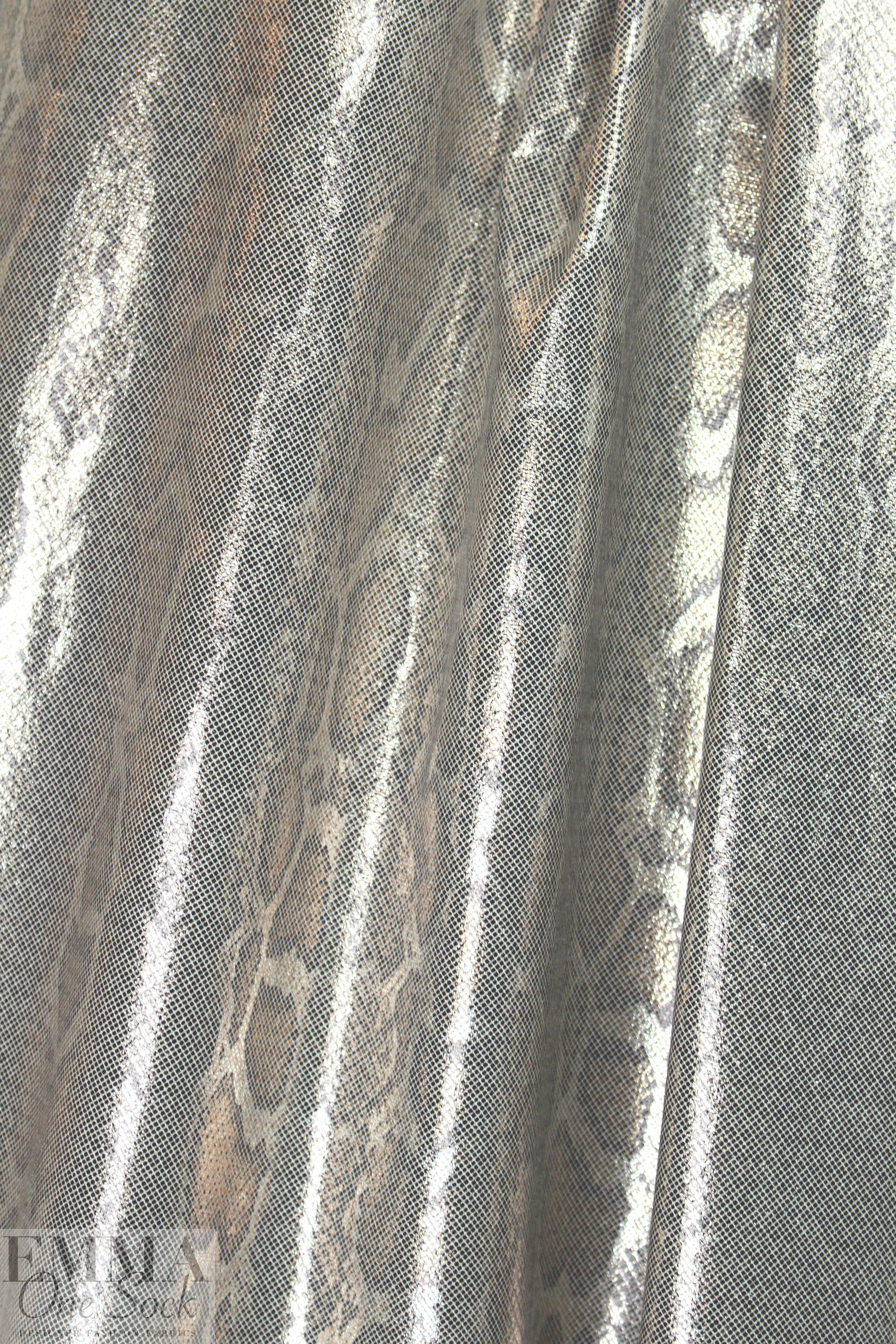 recycled rayon/linen python metallic stretch woven