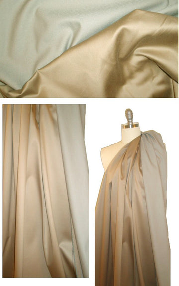 Italian sesame/khaki reversible cotton sateen