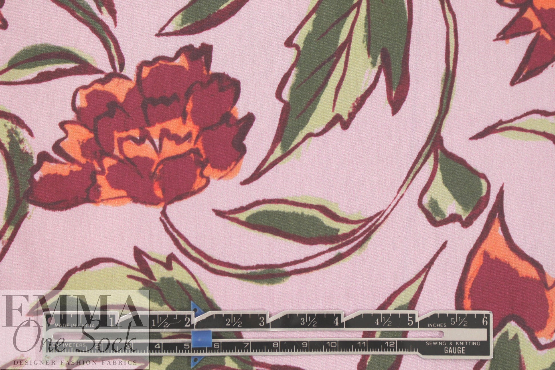 NY designer lilac/loden floral cotton shirting 1.75 yd