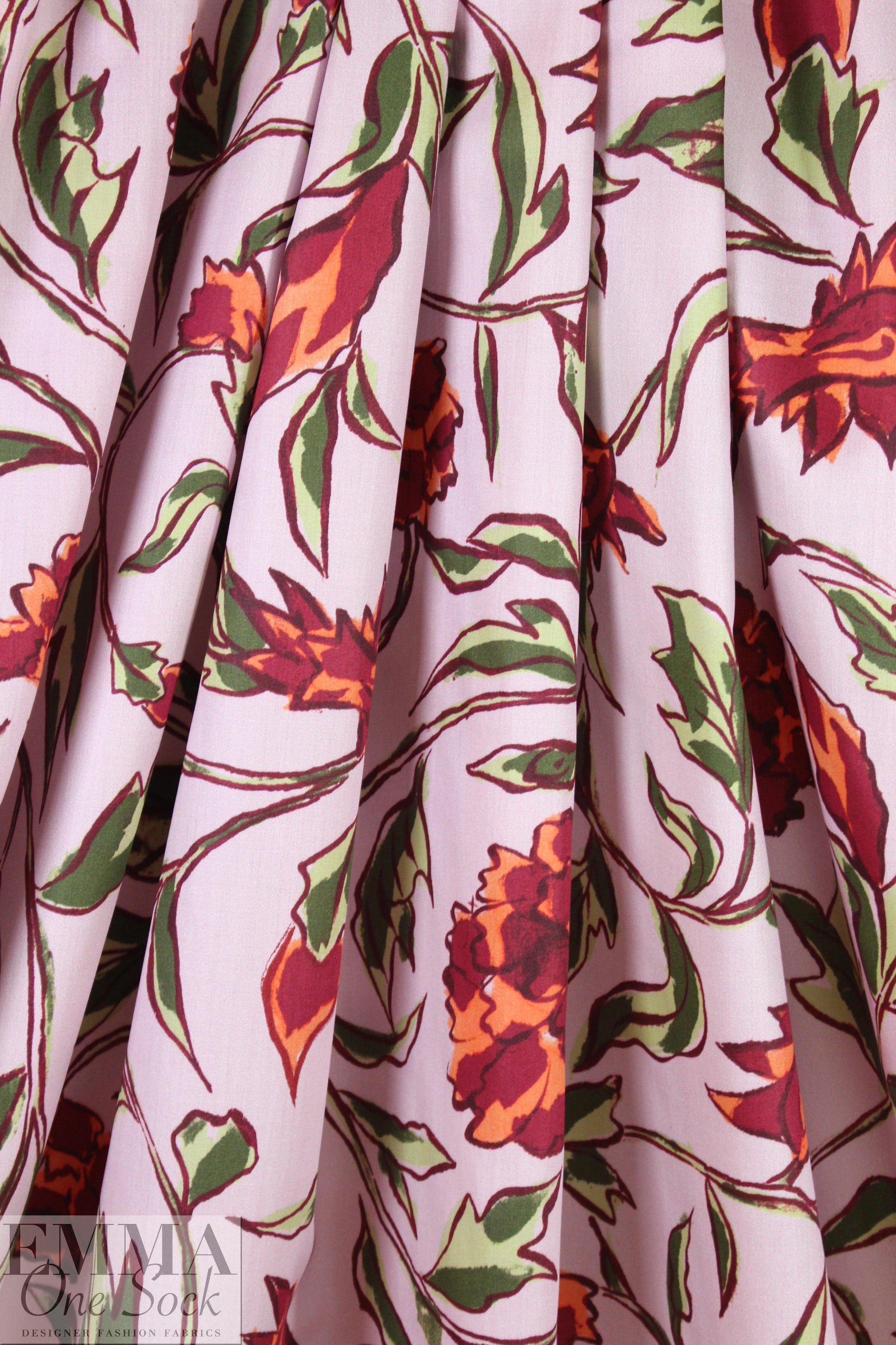 NY designer lilac/loden floral cotton shirting