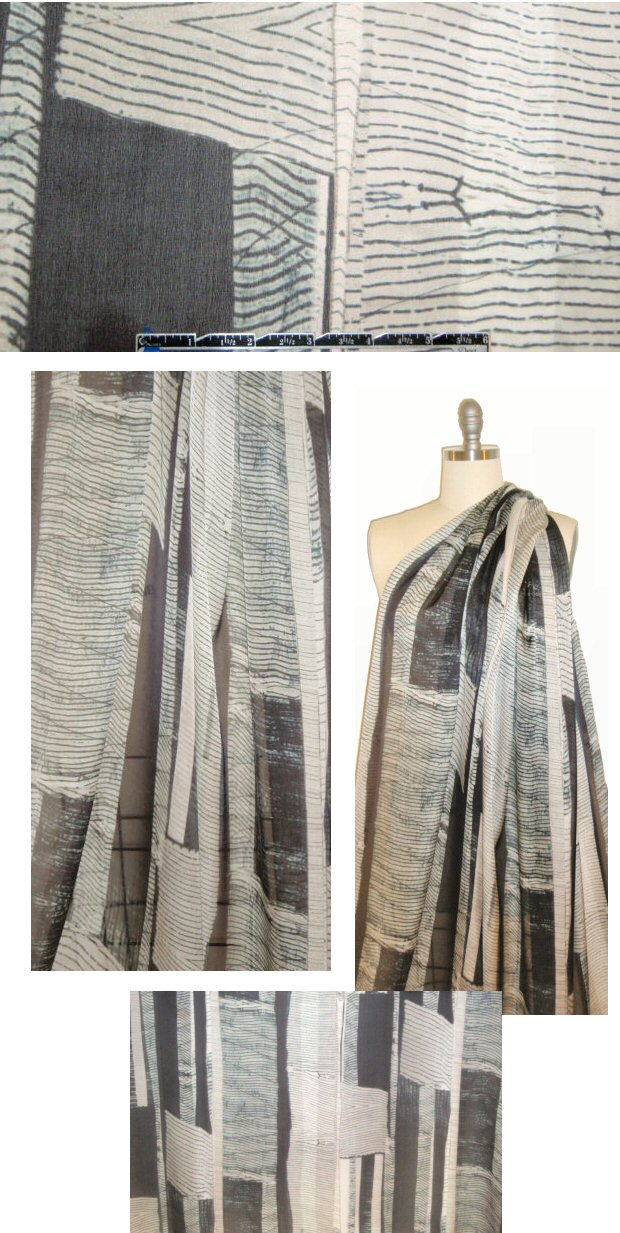 Italian 'urban edge' abstract satin face chiffon 2 yds