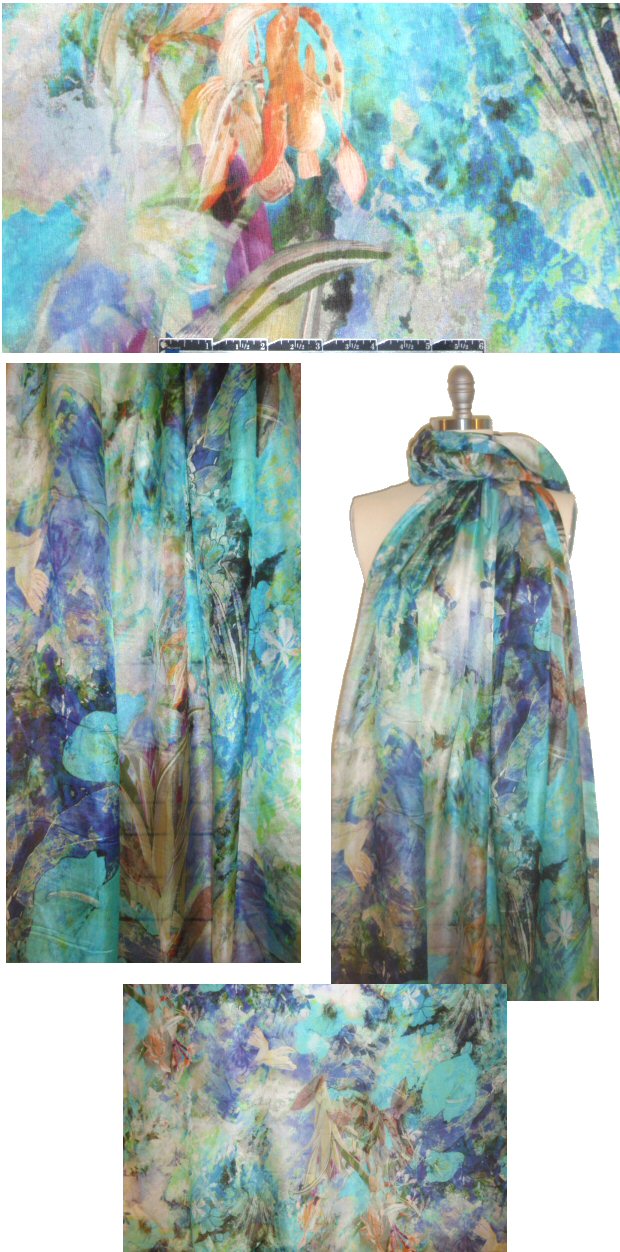 Italian paradise floral abstract satin chiffon