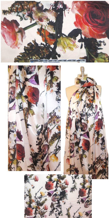 Italian 'vintage with an edge' floral silk satin chiffon