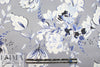 Ji11 Stuart 'flowery blues' silk satin face chiffon