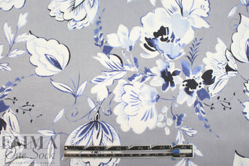 Ji11 Stuart 'flowery blues' silk satin face chiffon