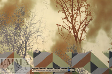 Italian viscose satin finish 'Arbor Day' panel woven