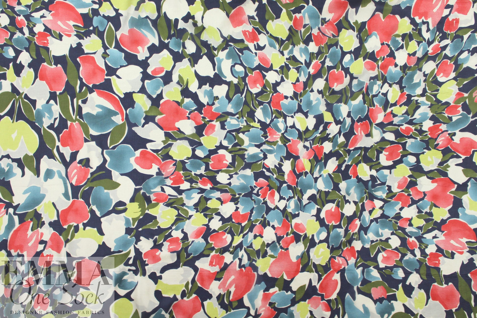 Italian painterly tulips silk satin face chiffon