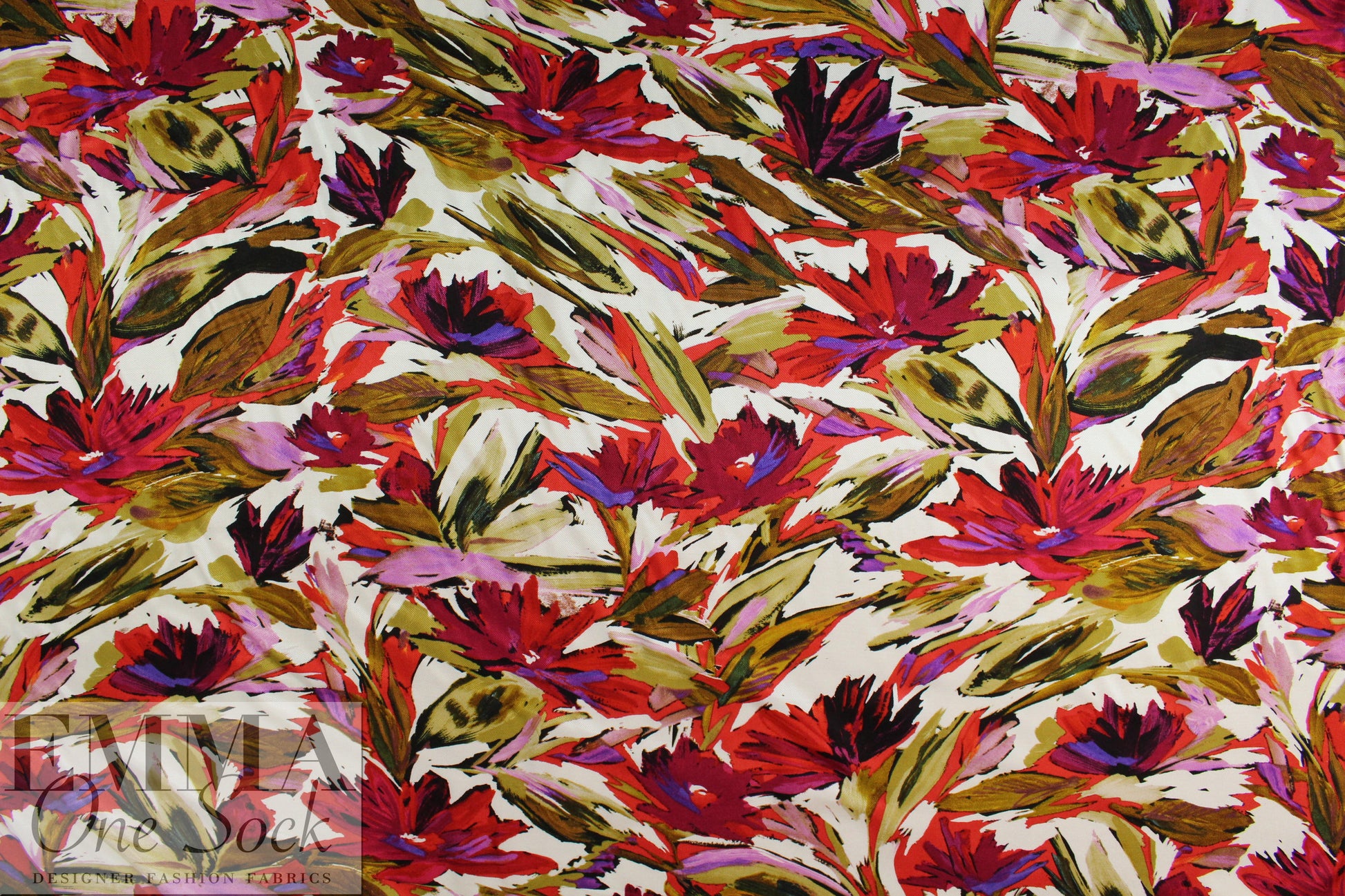 abstracted flowers viscose satin twill woven 1.5 yd