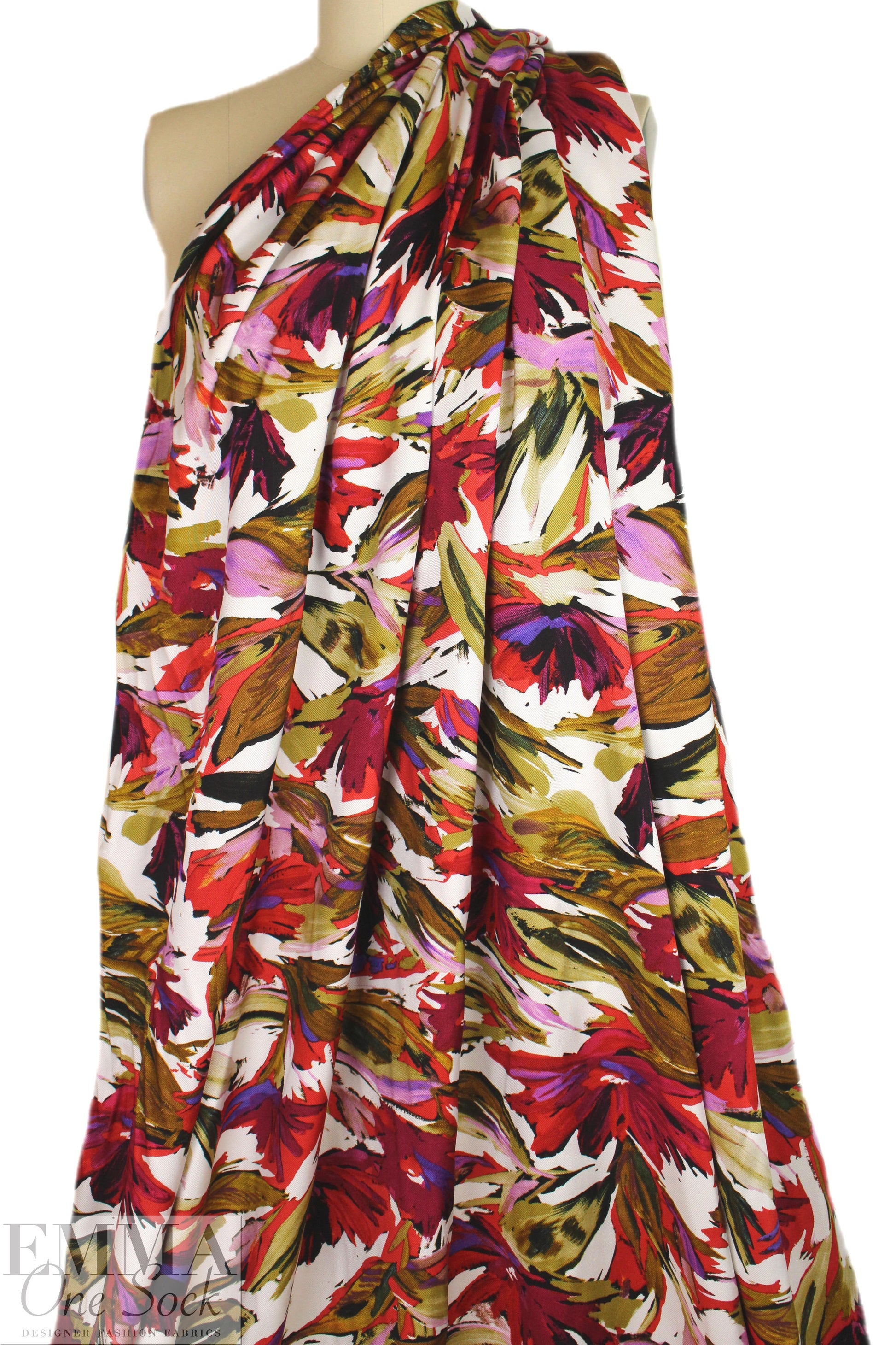abstracted flowers viscose satin twill woven