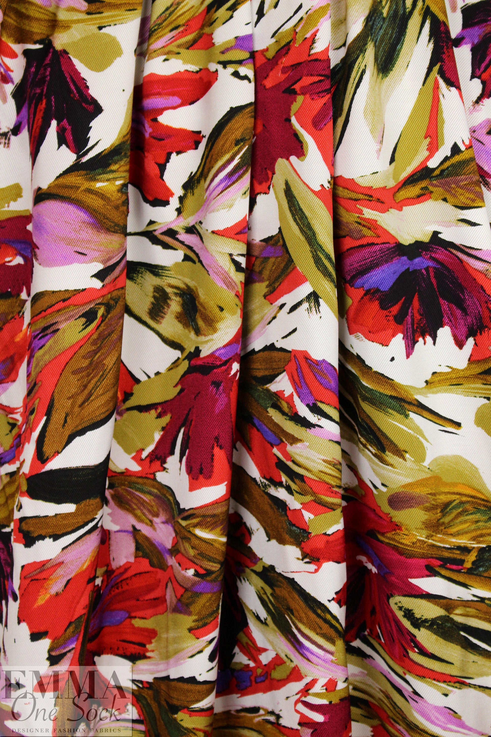 abstracted flowers viscose satin twill woven 2.25 yd