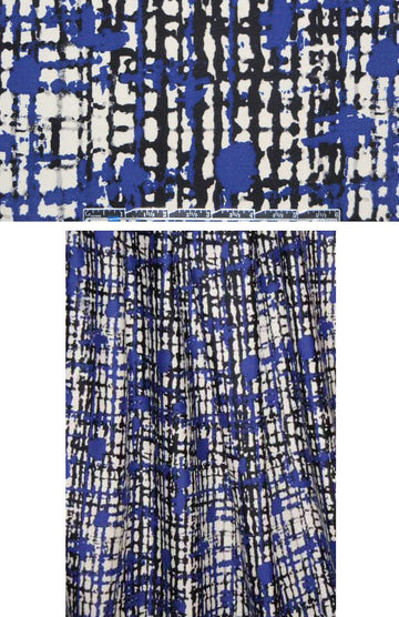 NY designer crepe back satin - blue/black/ivory