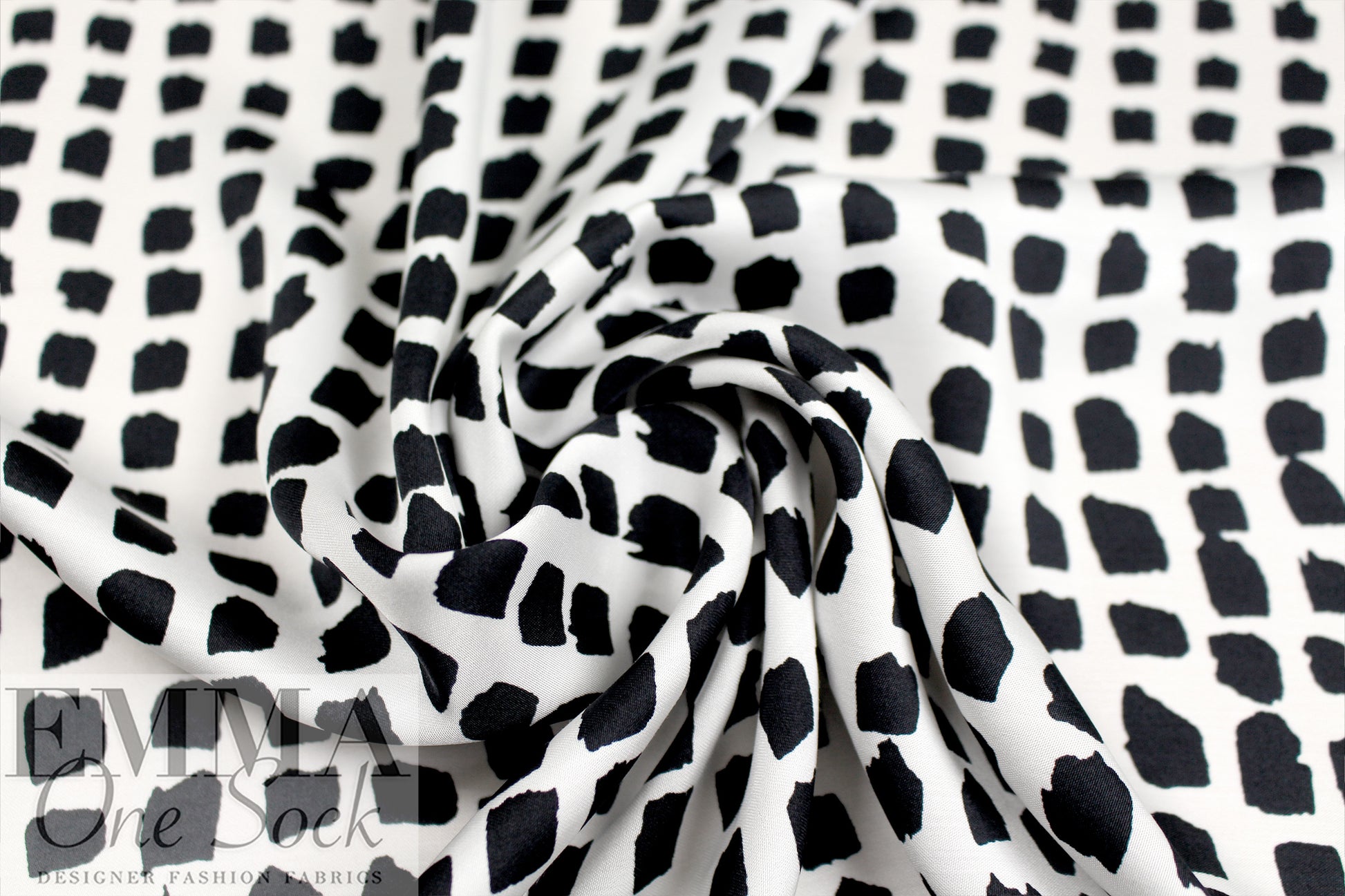 Italian 'painted dots' graphic satin viscose woven 1.25 yds