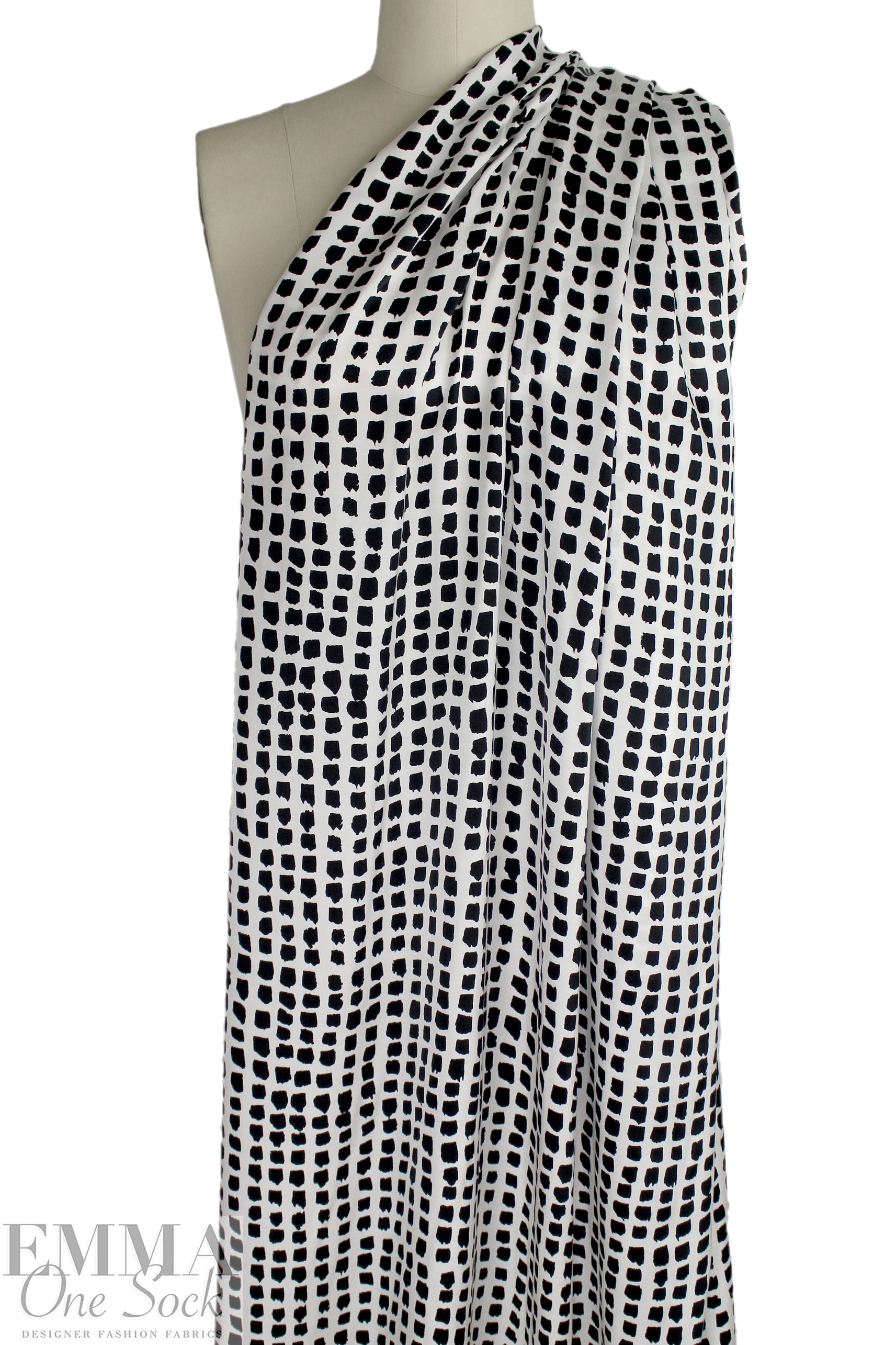 Italian 'painted dots' graphic satin viscose woven 1.25 yds