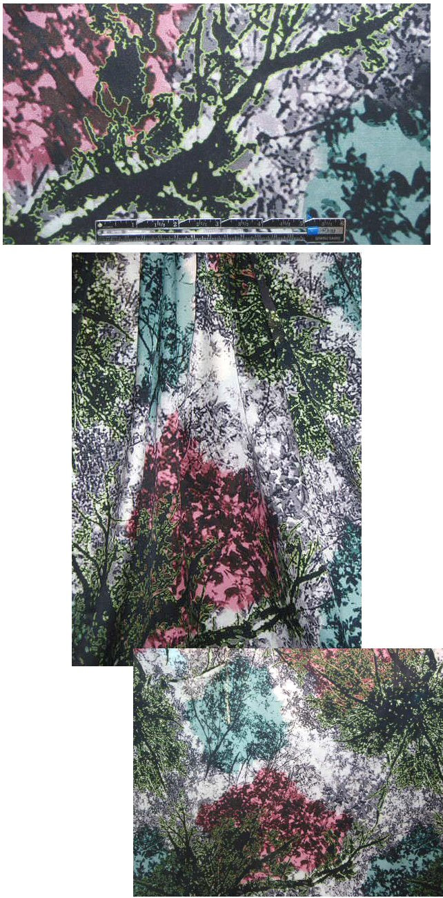 French forest through trees cotton/silk satin-face voile 1.25 yd