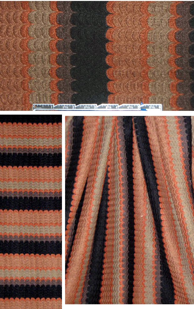 NY designer scalloped stripey sweater knit - rust