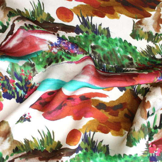 viscose satin, dressweight woven 'scenic route'