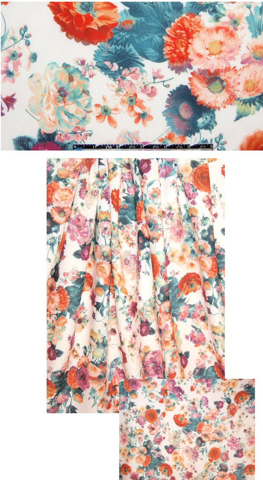 French garden mix digital print 'scuba' knit
