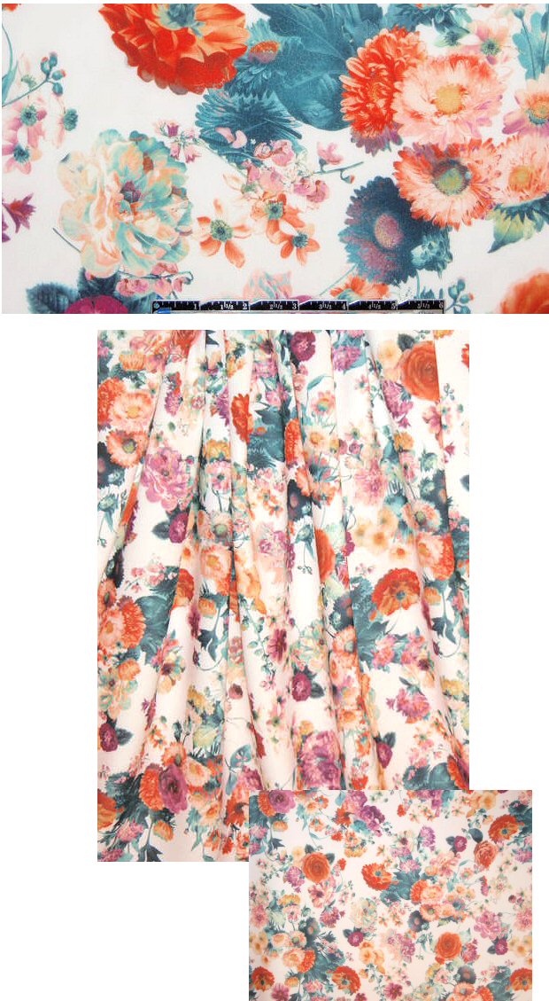 French garden mix digital print 'scuba' knit 1.5 yds