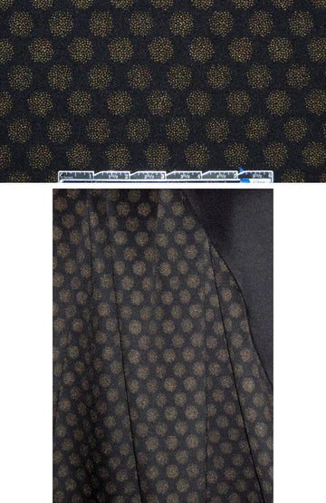 French gold met. spotty dot printed black scuba