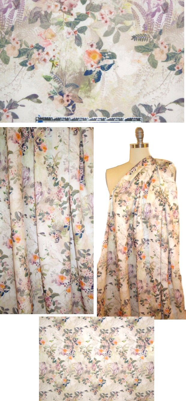 Italian flowers and ferns 'scuba' knit  1.125 yd