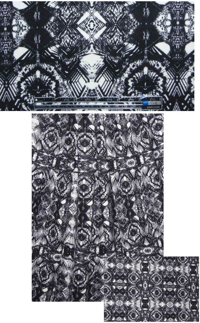 'Totem' fantasy digital print 'scuba' knit .5 yds