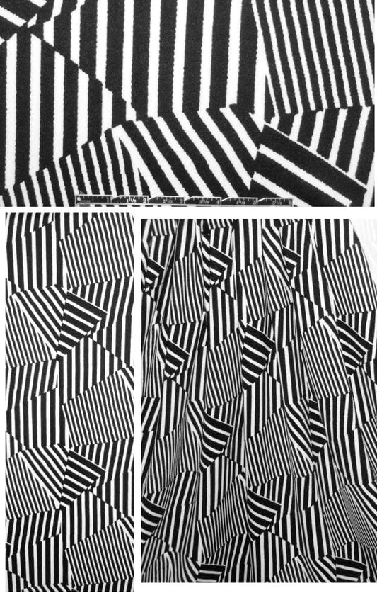 black/white stripey montage print 'scuba' knit