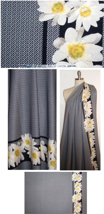 'daisy, daisy' digital border print 'scuba' knit