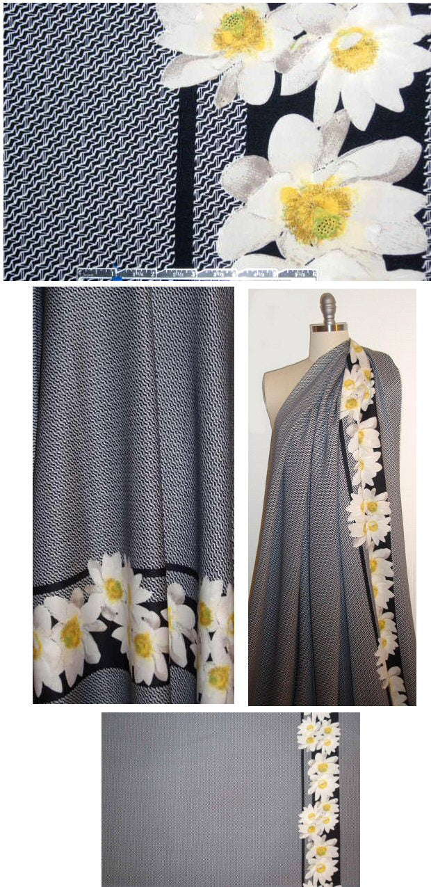 'daisy, daisy' digital border print 'scuba' knit 1.625 yd