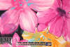 pink/orange pen-and-ink floral scuba knit .75 yds
