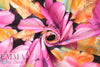 pink/orange pen-and-ink floral scuba knit .75 yds