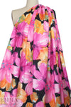pink/orange pen-and-ink floral scuba knit