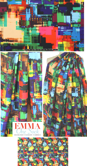 'metro technicolor' graphic print 'scuba' knit 1.5 yd