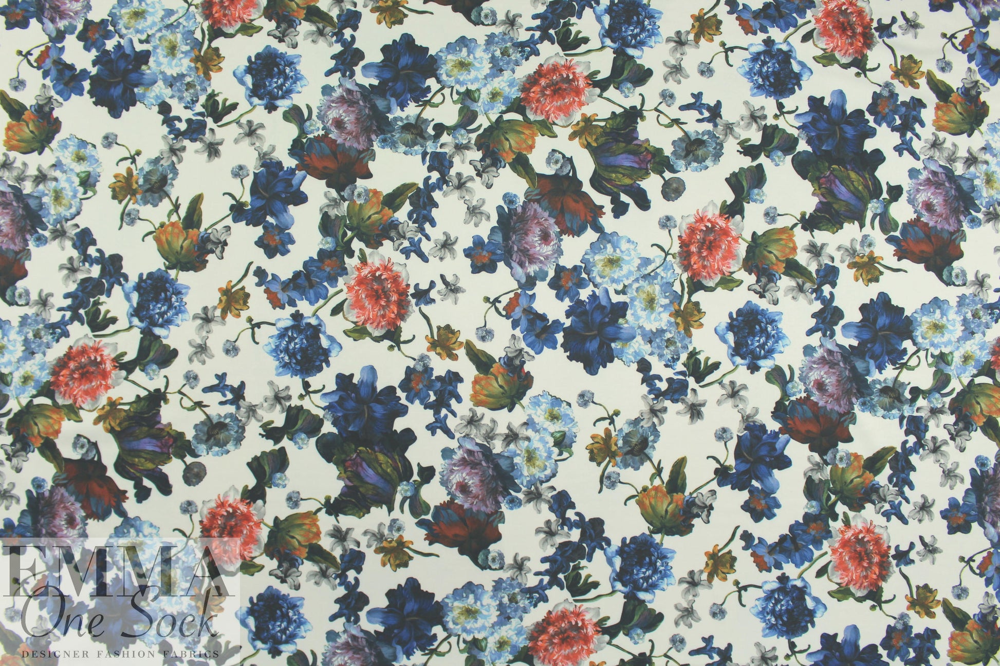 painterly peonies floral scuba knit 1.625 yds